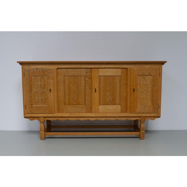 Mid-Century Brutalist Danish Oak Sideboard by Henning Kjærnulf for EG, 1960s For Sale - Image 11 of 18