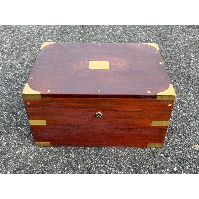 Wood Late 19th C. Mahogany & Brass Bound / Screw Humidor - Large Size, Beautiful Detailing For Sale - Image 7 of 10