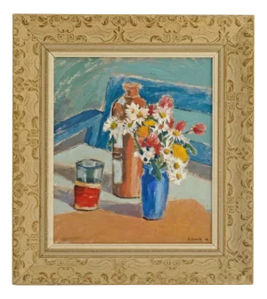 E. G. Schweitz, Mid-Century Swedish Still Life, 1948, Oil on Canvas, Framed