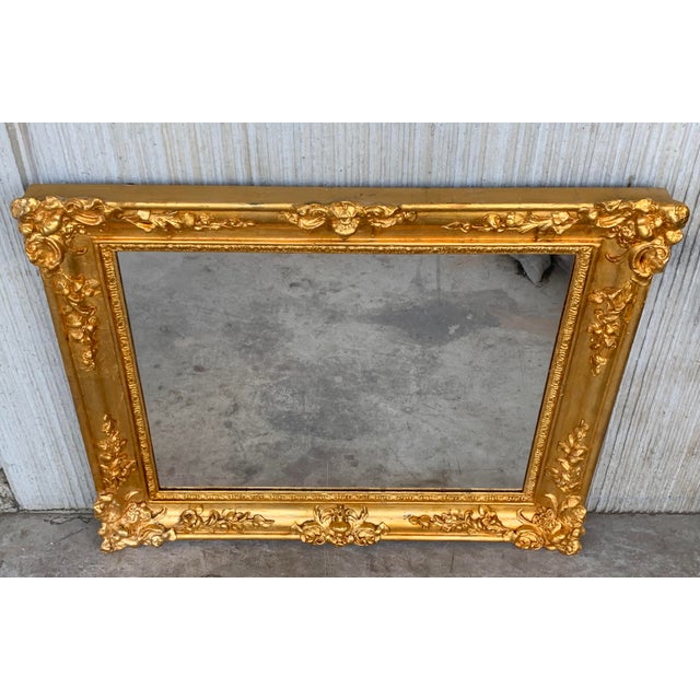 19th French Empire Period Carved Gilt Wood Rectangular Mirror For Sale - Image 4 of 9