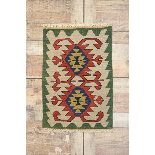 Taupe Vintage Persian Shiraz Kilim Rug - 01'10 X 02'09 For Sale - Image 8 of 9