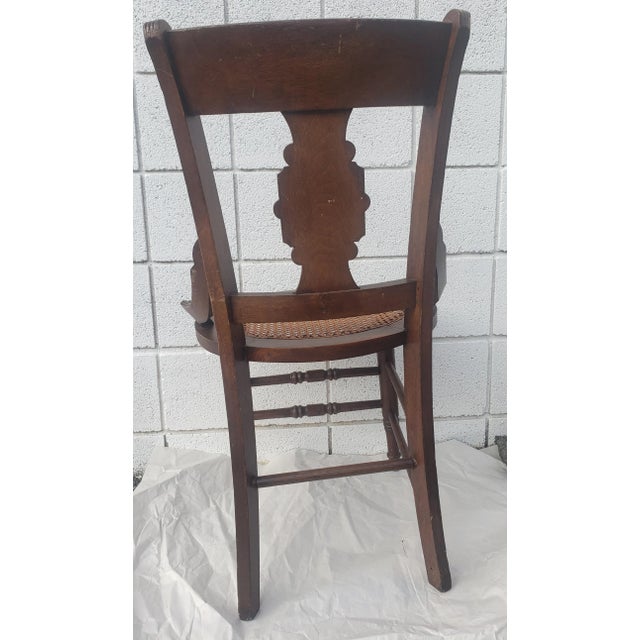 Early 20th Century Victorian Carved Walnut and Cane Seat Side Chair For Sale - Image 5 of 7