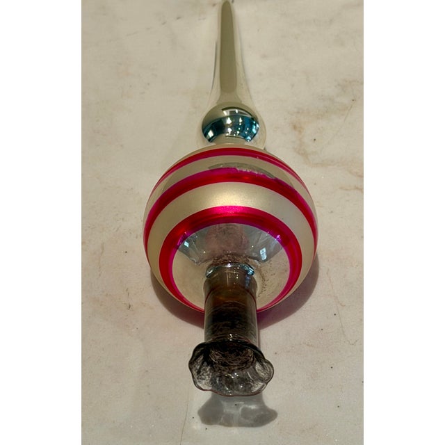 Vintage Small Silver and Pink Mercury Glass Tree Topper For Sale - Image 9 of 9