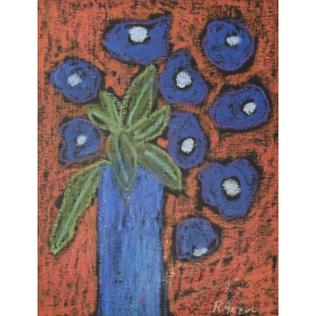 Abstract Impressionist Floral Bouquet Painting by Ruth Arenz Including the Antiqued Gold Wood Frame For Sale - Image 3 of 5