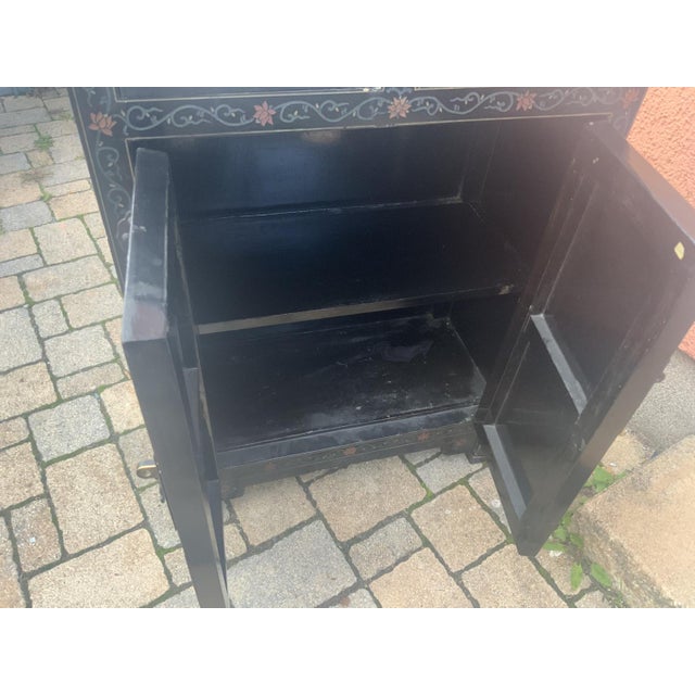 Wood Chinese Half Cabinet in Black Lacquer, 1920a For Sale - Image 7 of 16