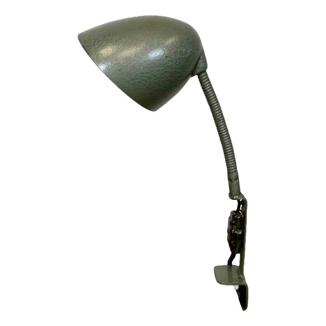 Green Industrial Bakelite Gooseneck Table Lamp, 1960s For Sale