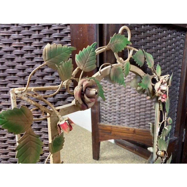 French Wrought Iron Mirror with Roses, 1970s For Sale - Image 4 of 18
