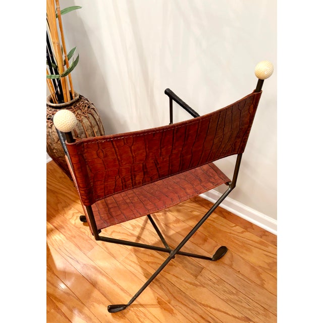 Animal Skin Rare GuildMaster Limited Edition Crocodile Leather & Golf Club Director's Chair For Sale - Image 7 of 17