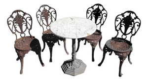 Cast Iron Patio Garden Table and Chairs, Set of 5