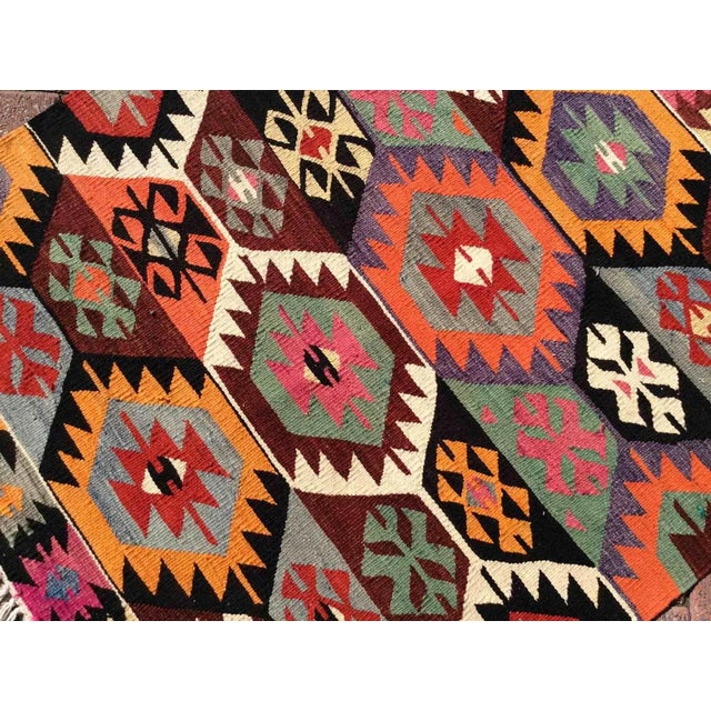 Textile 1960s Vintage Colorful Turkish Kilim Rug - 38.5" X 47" For Sale - Image 7 of 9