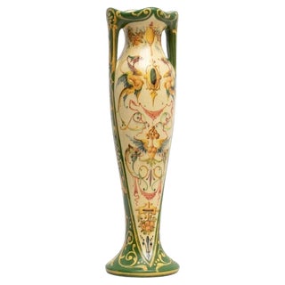 Hand-Painted Ceramic Vase from Vallauris For Sale