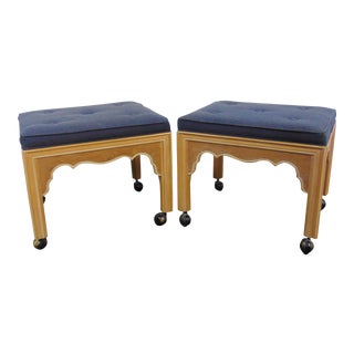 Hekman Chippendale Style Rolling Stools - a Pair For Sale