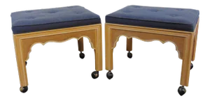 Hekman Chippendale Style Rolling Stools - a Pair