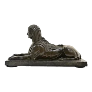 Early 19th Century Regency Bronze Egyptian Revival Sphinx on Marble Base