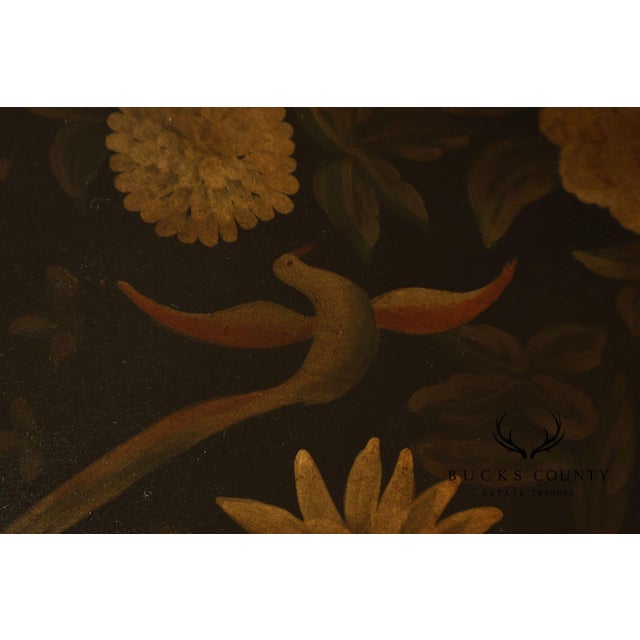 Tole Painted Tray Top Coffee Table With Gilt Metal Base For Sale - Image 4 of 17