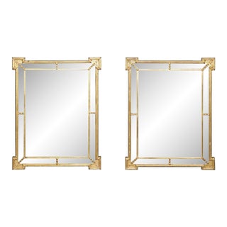 1960's Pair Directoire Style Italian Gold Gilt MIrrors For Sale