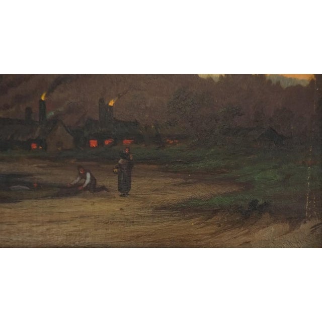 Orange Mid 19th Century Evening Industrial Landscape Painting For Sale - Image 8 of 12