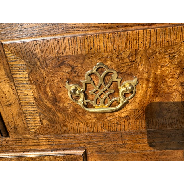 Queen Anne 1990s Baker Furniture Queen Anne Style Burlwood Sideboard For Sale - Image 3 of 12