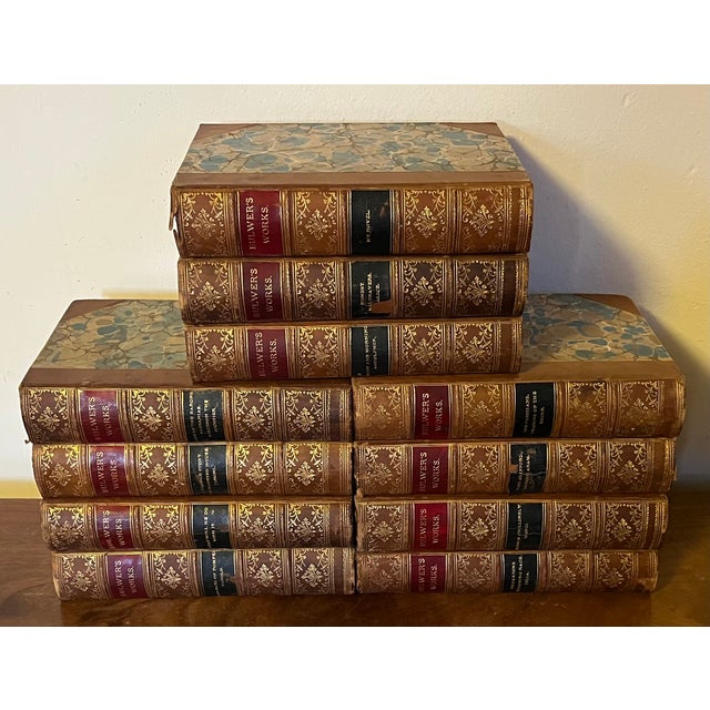 Antique 19th Century Leather Bindings - Books by Sir Edward Bulwer Lytton - 11 Volumes For Sale - Image 9 of 11