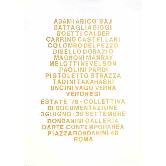 Poster of the historic collective exhibition held at Galleria Rondanini in Summer 1976. Offset and screen print on paper....