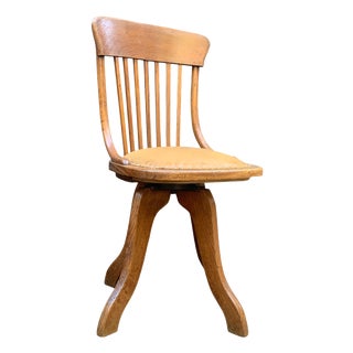 Victorian Bentwood Desk Chair in Racing Green Leather and Brass Studs, 1890s For Sale