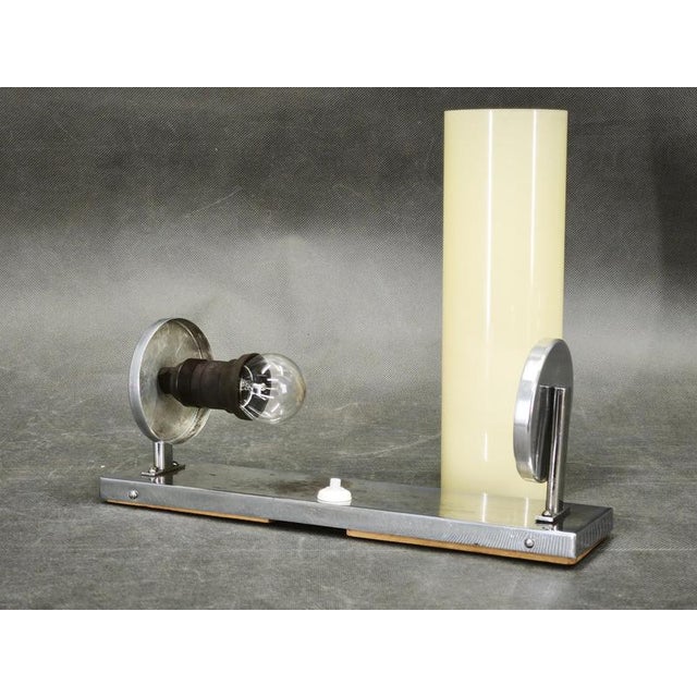 Vintage Bauhaus Chrome Wall Light with Cream Opaline Glass, Czechoslovakia, 1930s For Sale - Image 4 of 11