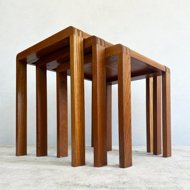 Brown Teak Nesting Tables attributed to Salling Stolefabrik, 1960s, Set of 3 For Sale - Image 8 of 8