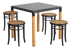Table and 4 Lacquered Stools attributed to Gerd Lange for Thonet, 1940s, Set of 5