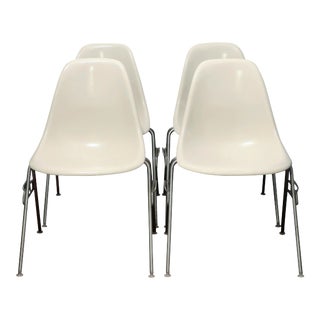 White Eames Stacking Chairs for Herman Miller - Set of Four For Sale