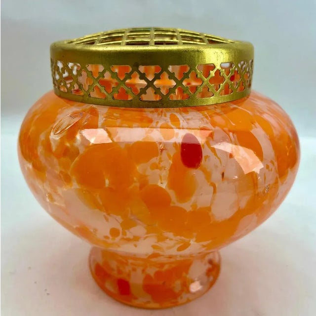 Glass Vase in Multi Color Decor with Grille, 1930s For Sale - Image 7 of 13