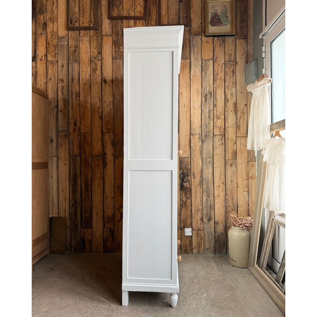 Antique White Mirrored Wardrobe, 1890s For Sale - Image 4 of 13