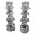 Transparent Vintage Elegant Pair Crystal Candlesticks Stacked Geometric Tower Design Marked For Sale - Image 8 of 8