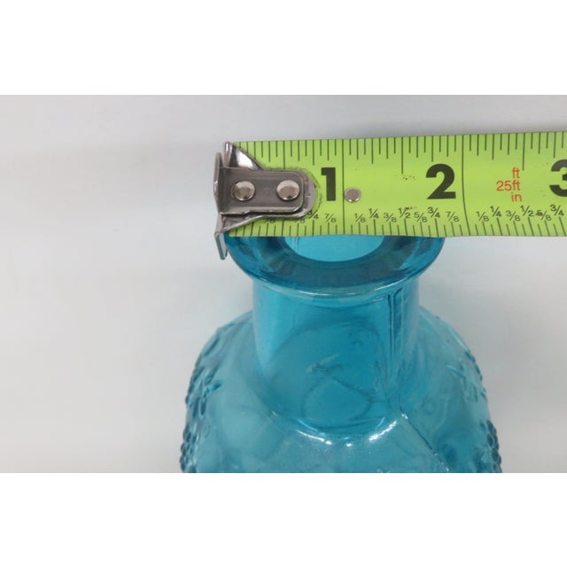 Blue Squared Glass Bottle Embossed Carafe With Grapes Lattice Vase 4801b For Sale - Image 14 of 14