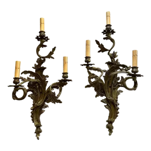 19th Century Pair of French Bronze Sconces