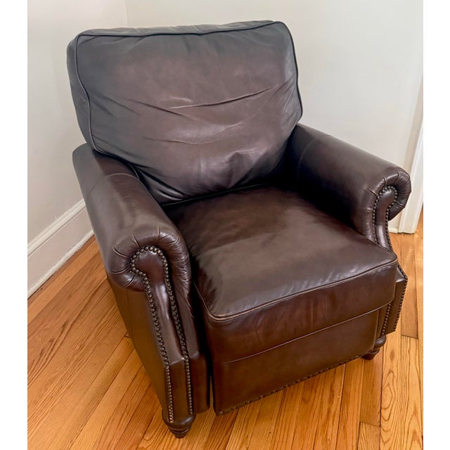 Contemporary 1990s Bernhardt Leather Recliner Club Chair For Sale - Image 3 of 14
