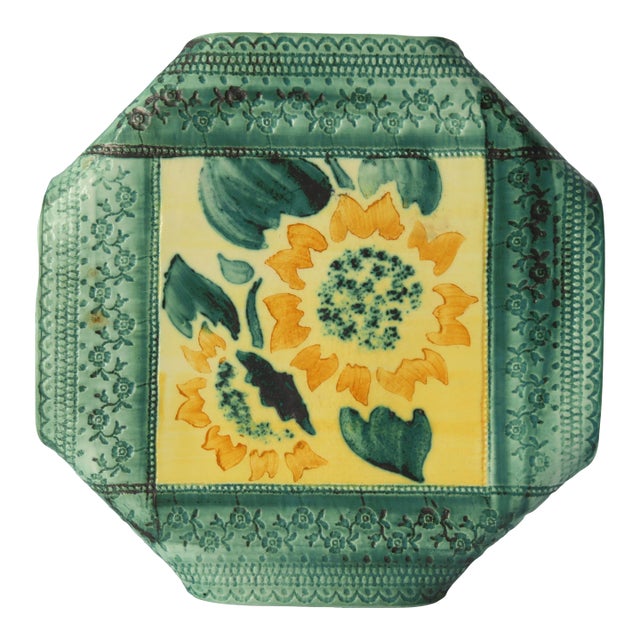 French Hand-Made Majolica Trivet For Sale