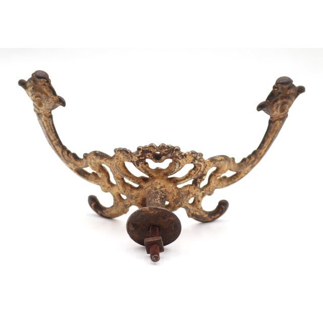 Brass Plated Cast Iron Antique Victorian Hall Tree Hook For Sale - Image 6 of 6