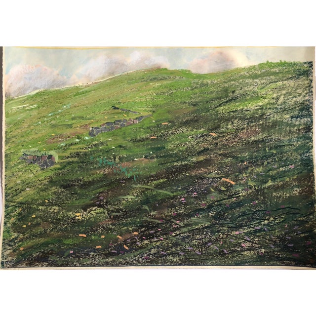 It has a variegated texture to it. It is signed and titled. Large format drawing or painting in pastel or crayon. Dennis...