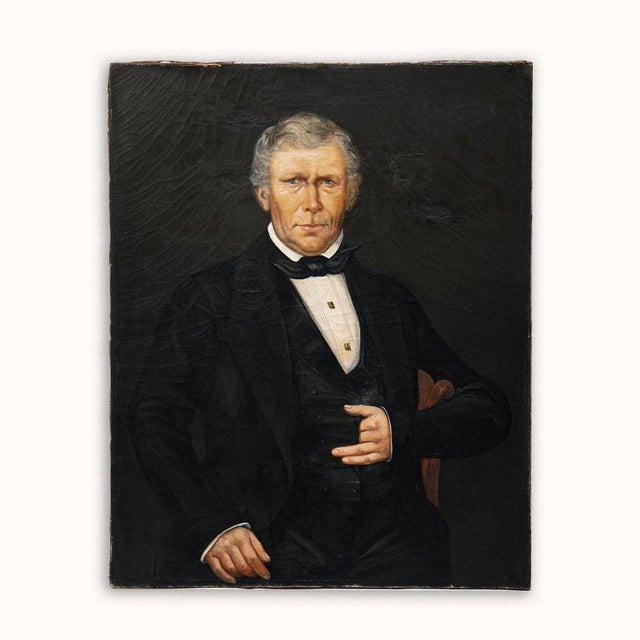 Portrait of a Gentleman in Black, 19th Century, Oil on Canvas For Sale - Image 7 of 7