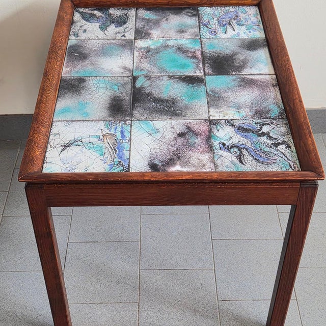 Vintage Scandinavian Side Table in Teak and Ceramic by Frits Henningsen, 1940 For Sale - Image 9 of 15