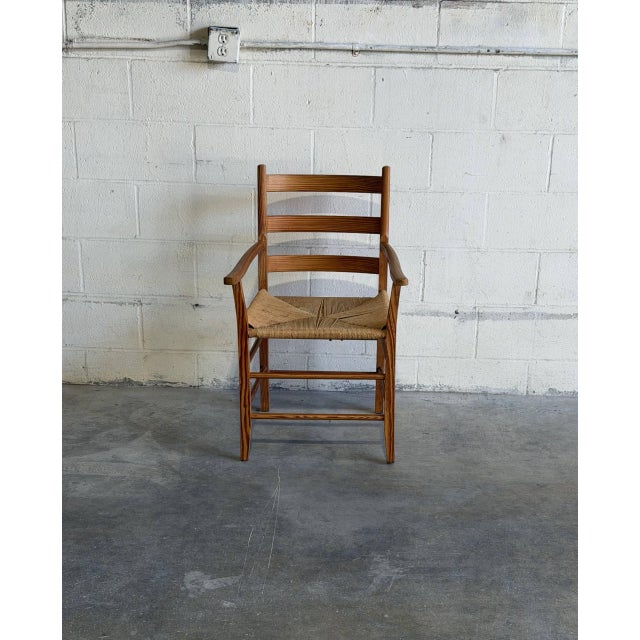 Mid 20th Century Vintage Danish Pine Armchair Rush Seat Scandinavian Mid Century For Sale - Image 5 of 7