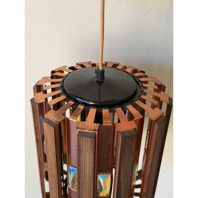 Wood 1960s Mid Century Modern Danish Copper & Rosewood Pendant Lamp For Sale - Image 7 of 10