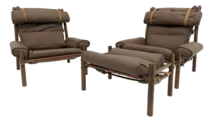 Arne Norell ‘Inca’ Leather Chairs and Ottoman, 1970