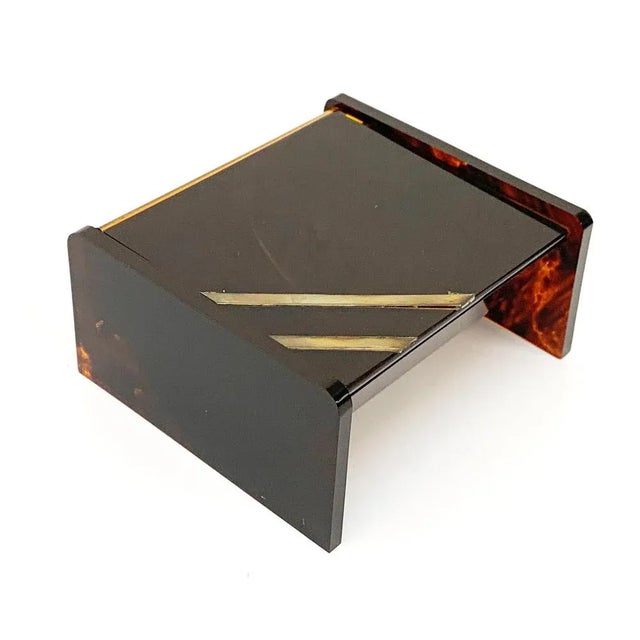 Wonderful and tiny Christian Dior style jewellery case, it is made of acrylic glass, Tortoise acrylic glass and brass. It...