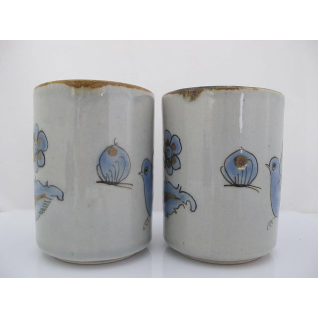 Set of 2 incredibly sweet vintage Ken Edwards Mexican pottery, coffee cups from the El Palomar studio in Tonalá, Mexico....