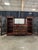 Solid Mahogany Entertainment Wall Unit With Leaded Glass Display Cabinets and 8 Drawers For Sale - Image 4 of 5
