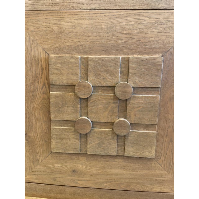 French Oak Buffet W/ Geometric Details and Marble Top For Sale - Image 4 of 18