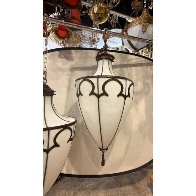 1900 Leaded Glass Large Light Fixture For Sale In New York - Image 6 of 7