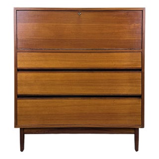 Mid Century Modern Walnut Tall Dresser / Credenza by Kipp Stewart for Directional by Calvin Furniture, Restored For Sale