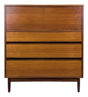 Mid Century Modern Walnut Tall Dresser / Credenza by Kipp Stewart for Directional by Calvin Furniture, Restored